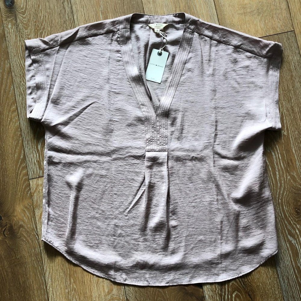 Lucky Brand satin v-neck (NWT)